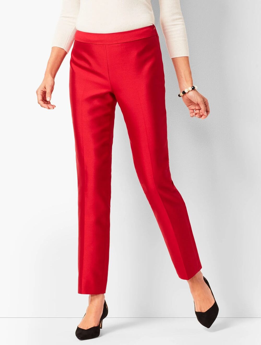 Talbots Plus Signature Silk Jacquard Pants Red Holiday Womens 18 Party Business